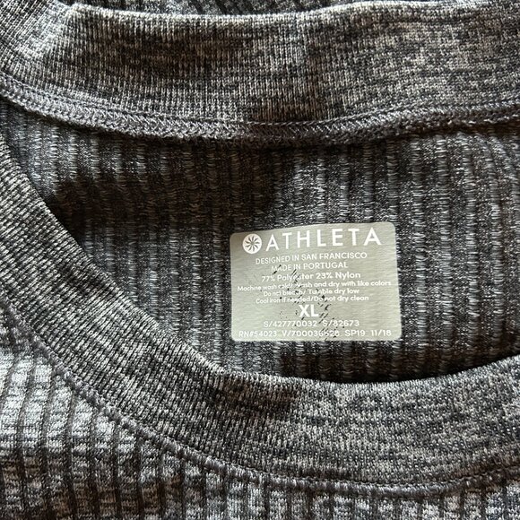 ATHLETA Renew Ribbed Tee Pinstripe Stretch Top Size XL - Picture 4 of 4